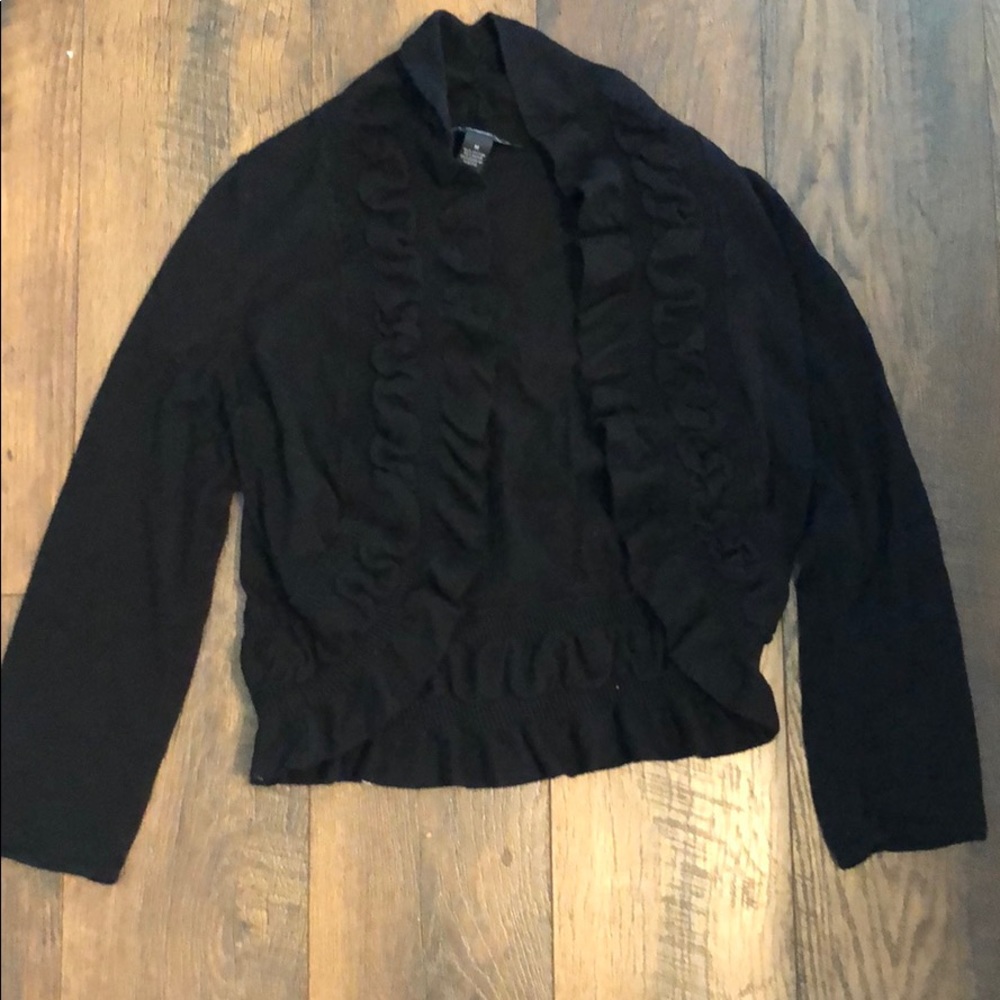 INC Black Ruffle Sweater